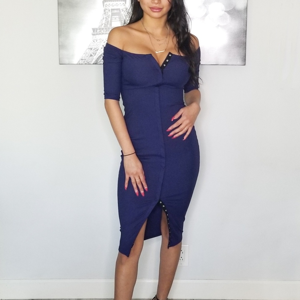 Navy Bandage Midi Dress